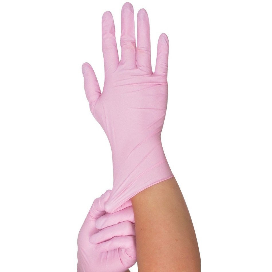 Pink Pearl Disposable Nitrile Gloves (50 pairs per box) LASH Vegas